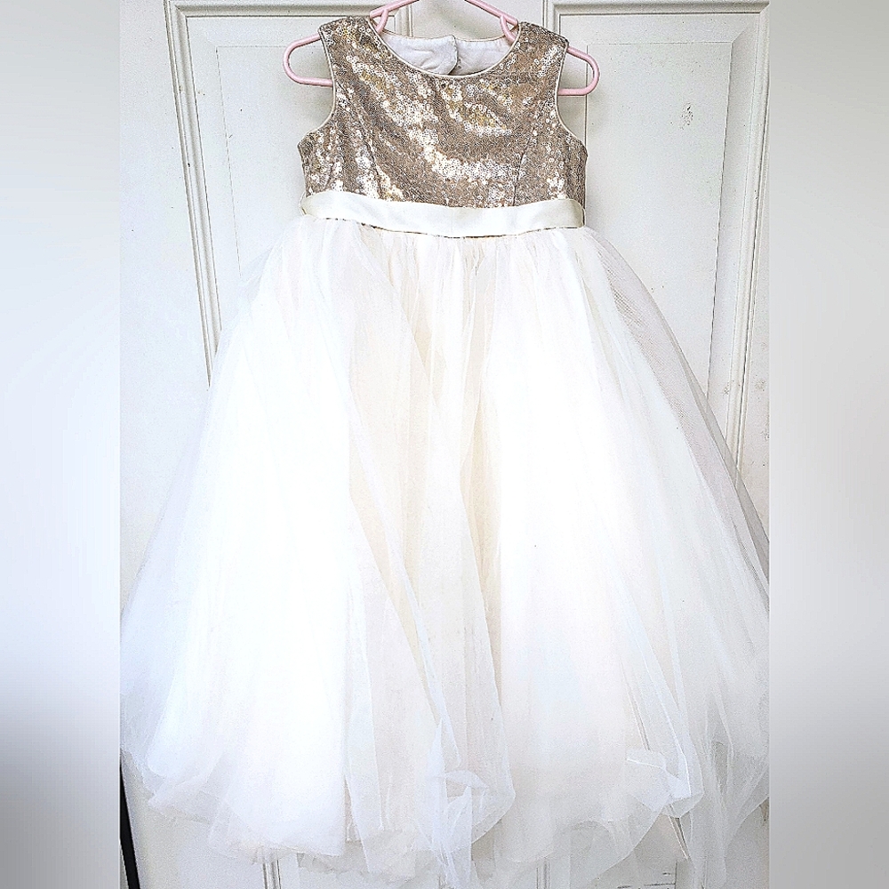 Heart Back Sequin and Tulle Flower Girl Gown or Pageant Gown (3T)
